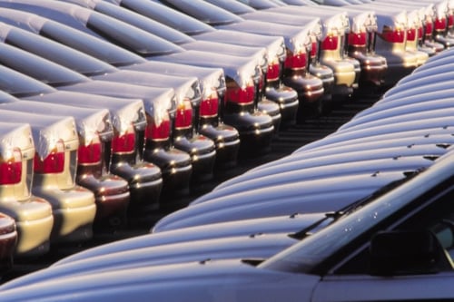 Row of cars in the parking lot