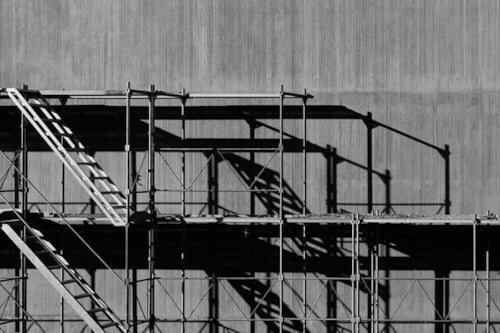 construction wall with scaffolding