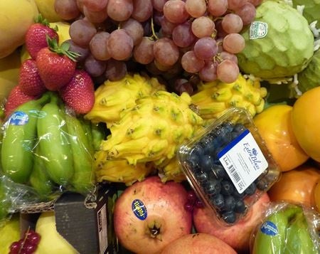 Top view of a assortment of different fruit