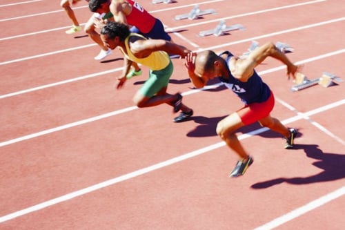 Athletics: runners on the athletics track